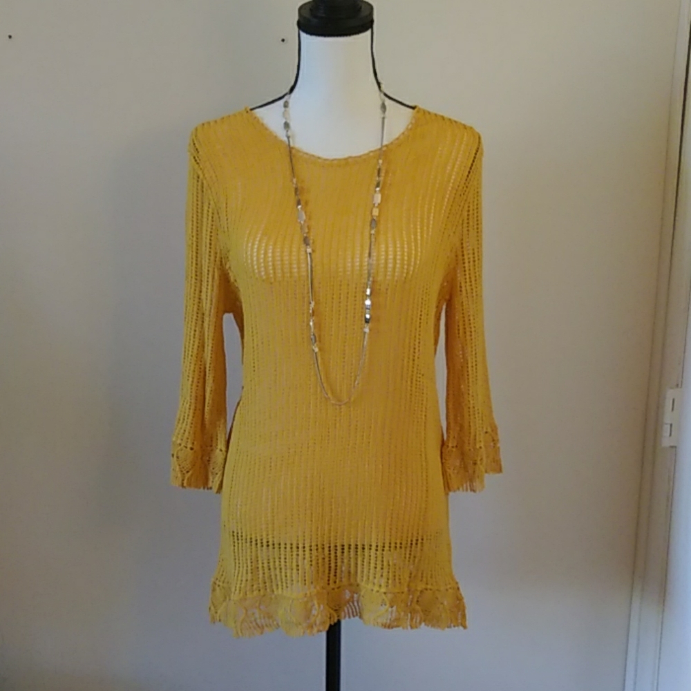 Misia blouse, NWT, yellow, boho macrame, Medium
